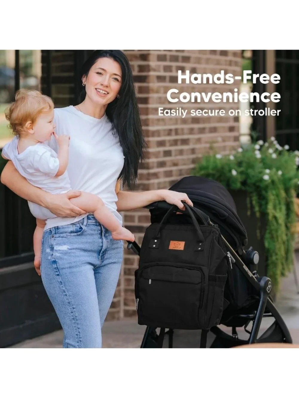 Trendy Black Waterproof Baby Diaper Backpack | Large Multi-Function Travel Bag